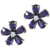 Sterling Silver Fancy Flower Purple Cz Earrings