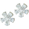 Sterling Silver Fancy Flower Cz Earrings