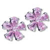Flower July Ruby Color Birthstone 925 Sterling Silver Earrings