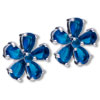 Flower September Sapphire Color Birthstone 925 Sterling Silver Earrings