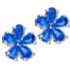 Flower December Blue Zircon Color Birthstone 925 Sterling Silver Earrings