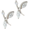 Sterling Silver Small Leaflet April Diamond Color Cz Earrings