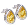  Sterling   Silver  Pear Shaped Citrine Simulated Earrings