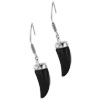 Sterling Silver Faux  Onyx  Tooth  Earrings 