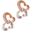 Sterling Silver Two Tone April Cz Heart Earrings