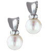 Sterling Silver Diamond Cz Faux Pearl Earrings