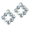 Sterling Silver Square Shaped April  Diamond  Color Cz Earrings