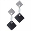 Sterling Silver Row Of Squares  Earrings 