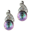 Sterling Silver April Diamond Color Cz Faux Mother Of Pearl Earrings
