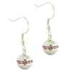 Sterling Silver Dangle Purple Rhinestone Ball Earrings