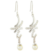 Earrings - Sterling Silver Cz Curve Faux Pearl Earrings