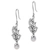 Sterling Silver Cz Leaves And Faux Pearl Earrings