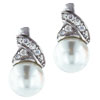 Sterling Silver Diamond Pearl Simulated Earrings
