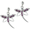 Sterling Silver Light Pink Cz Dragonfly Earrings