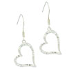 Sterling Silver Cz Decorated Heart Earrings