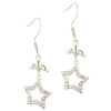 Sterling Silver Cz Decorated Star Earrings