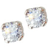 Sterling Silver Cz Round Cushion Earrings