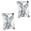  Sterling  Silver Rectangle Cz Earrings