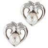 Sterling Silver Artistic Heart And Faux Pearl Earrings