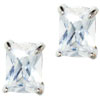 Sterling Silver Rectangle Cushion Cz Earrings