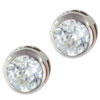 Sterling Silver Round April Diamond Color Cz Cushion Earrings