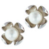 Sterling Silver Blossom Flower Faux Pearl Earrings