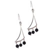 Sterling Silver Dangle Triangle And Black Bead Earrings