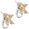 Sterling Silver Small Leaflet Citrine Cz Earrings