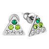 Triangle With  August  Birthstone Earrings
