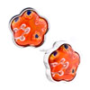Fancy Orange Red Flower Millefiori Murano Glass Stud Earrings