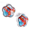  Murano Glass - Silver Pale Blue And White Flower Millefiori Murano Glass Earrings