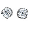 April Birthstone Clear Crystal  Rose  Sterling  Silver  Stud Earrings