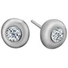 Round With April Birthstone Clear Crystal Sterling Silver Summer Stud Earr...