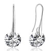 April Birthstone Clear Crystal Round Sterling Silver Dangle Earrings