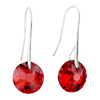 July Red Drop Crystal Sterling Silver Earrings
