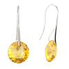 November Birthstone Light Citrine Topaz Crystal Round Sterling Silver Dang...