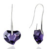 February Purple Heart Drop Crystal Earrings