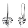 April Birthstone Clear Crystal Heart Sterling Silver Dangle Earrings