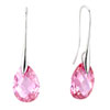 October Pink Leaf Crystal Sterling Silver Earrings