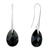Black Leaf Crystal Sterling Silver Earrings