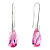 October Pink Round Leaf Crystal Sterling Silver Earrings