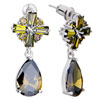 May Birthstone Green Crystal Flower Dangle Drop Earrings