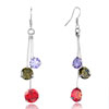 Tassel Dangle Triple Colorful Crystal Drops Earrings