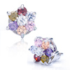 Colorful Crystal Lucky Flower Stud Earrings