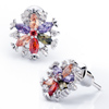 Colorful Crystal Snowflake Flower Stud Earrings