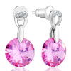Oct Birthstone Rose Pink Crystal Diamond Accent Dangle Earrings