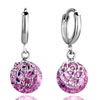 Oct Birthstone Rose Pink Crystal Diamond Accent Dangle Earrings