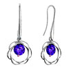 February Birthstone Hollow Flower Ring Drop Purple Crystal Dangle Earrings