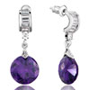 February Birthstone Purple Crystal Drop Round Dangle Earrings
