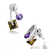Olivine And Purple Crystal Cherry Stud Earrings